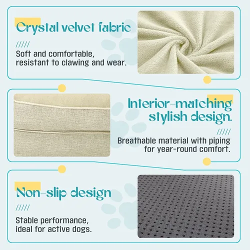 Vista 8 de Camas impermeables de espuma viscoelástica para perros extra grandes, camas ortopédicas antideslizantes y lavables para mascotas con funda extraíble
