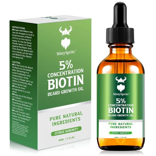 Vista 9 de Aceite para el crecimiento de la barba, aceite de biotina para barba de concentración 2X para hombres (2 onzas), aceite natural para barba