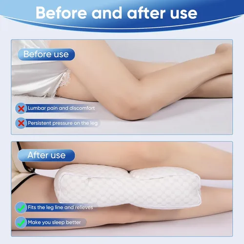 Vista 5 de Almohada de rodilla refrescante para dormir de lado, almohada de pierna de 3 pulgadas para dormir de lado, almohada de tela 100% refrescante