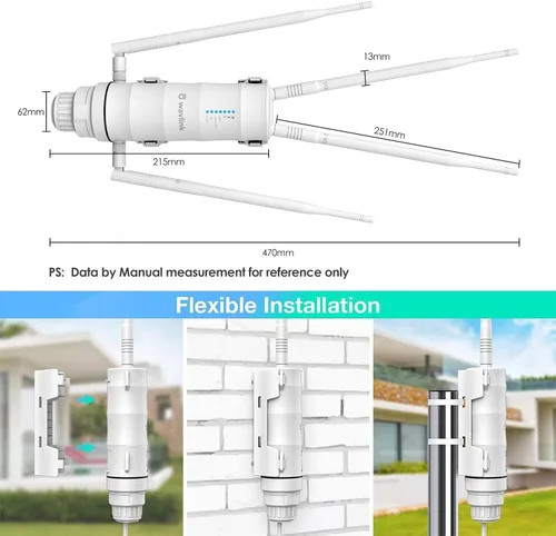 Vista 7 de Amplificador WAVLINK AC1200 para WiFi al aire libre, punto de acceso inalámbrico resistente a la intemperie de doble banda con POE, amplificador