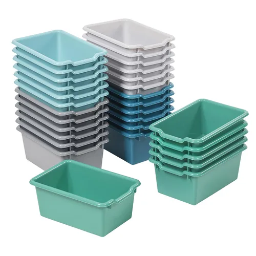 Vista 34 de ECR4Kids Cubo de almacenamiento frontal con cucharada, organización multiusos, color verde helecho, 30 piezas