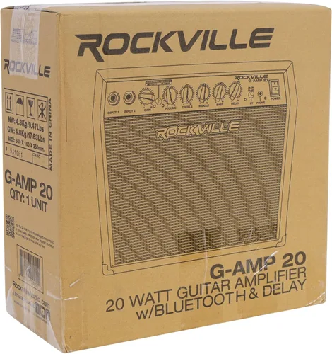 Vista 9 de Rockville G-AMP - Amplificador combo de guitarra de 20W con Bluetooth, delay, entradas duales de guitarra, limpio/overdrive, controles de EQ