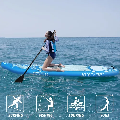 Vista 5 de UPWELL Tabla de Paddle Inflable de 10'6"/11'/11'6", Stand Up Paddleboard para Jóvenes y Adultos, Diseño Estable, Accesorios Premium de SUP, Mochila