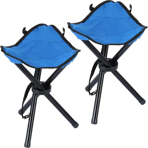 Vista 7 de Taburete plegable portátil para acampar, asiento de trípode para viajes al aire libre, sillas de camping plegables negras para camping, fiesta Negro
