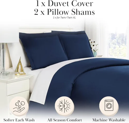 Vista 80 de Southshore Fine Living, Inc. Juego de funda de edredón tamaño individual/XL, reversible, juego de ropa de cama náutica/costera, resistente a