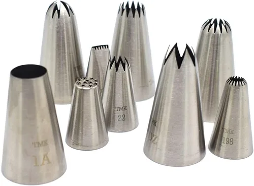 Vista 4 de 10 boquillas de glaseado sin costuras de acero inoxidable, boquilla grande, herramientas de decoración de pasteles