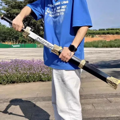 Vista 3 de damdos Espada tradicional china de Halloween, accesorios de Halloween, espada de Kung Fu de Han Dynastiy, para juegos de rol, regalos de cumpleaños