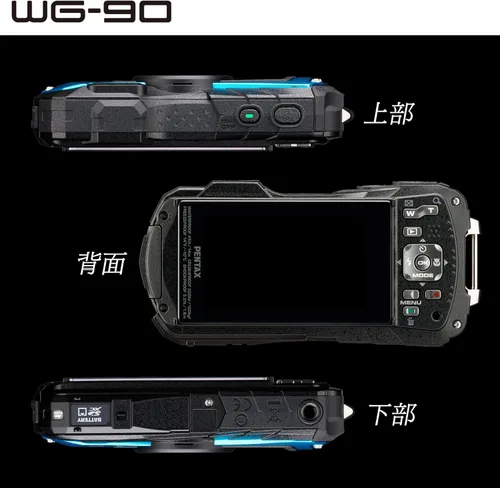 Vista 7 de PENTAX WG-90 - Cámara digital impermeable azul auténtica, 39.8 pies (45.9 ft) impermeable (2 horas continuas), 3.6 pies (5.2 ft), a prueba