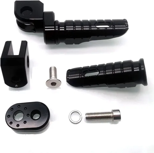 Vista 7 de MZS Estriberas para motocicleta, doble ajustable, estriberas delanteras para conductor, reposapiés, pedal de descanso, negro, compatible con EX250