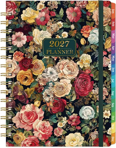 Agenda 2027 – enero 2027 – diciembre 2027, calendario mensual 2027 encuadernado en espiral, 6.3 x 8.4 pulgadas, planificador 2027 semanal y mensual