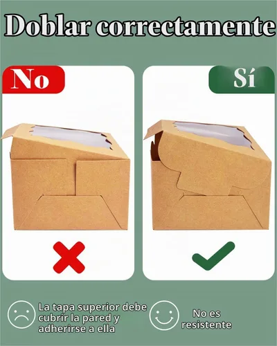 Vista 3 de Bakepacker 60 cajas de papel kraft para panadería con ventana de 6 x 6 x 3 pulgadas de grosor y resistentes cajas de pastelería de macarrones