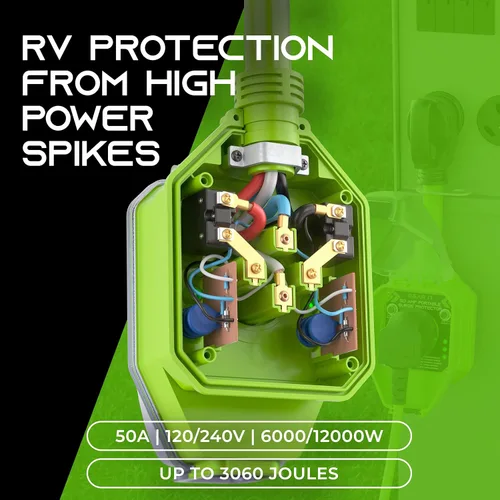Vista 5 de GEARit Protector contra sobretensiones RV de 50 amperios, analizador de circuitos, protector de voltaje/monitor (3060 julios), protección contra