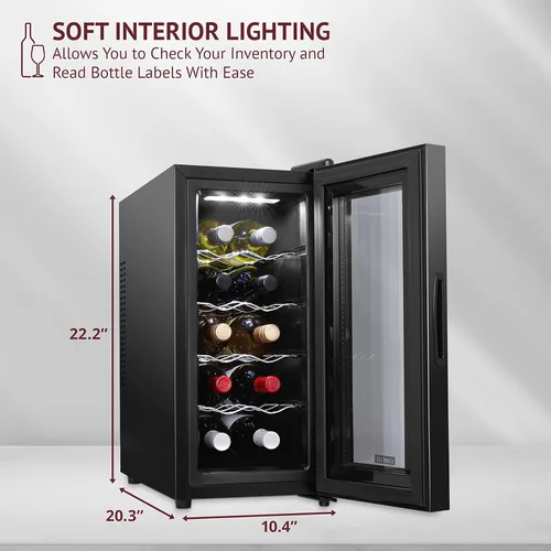 Vista 2 de Schmécké 10 botellas de vino tinto y blanco termoeléctrico enfriador de vino encimera bodega de vino con pantalla digital de temperatura