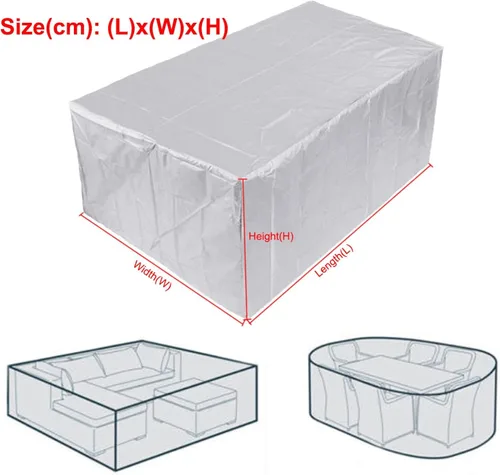 Vista 2 de Funda para muebles de patio al aire libre, funda rectangular resistente para mesa de patio, funda de sofá al aire libre, funda impermeable