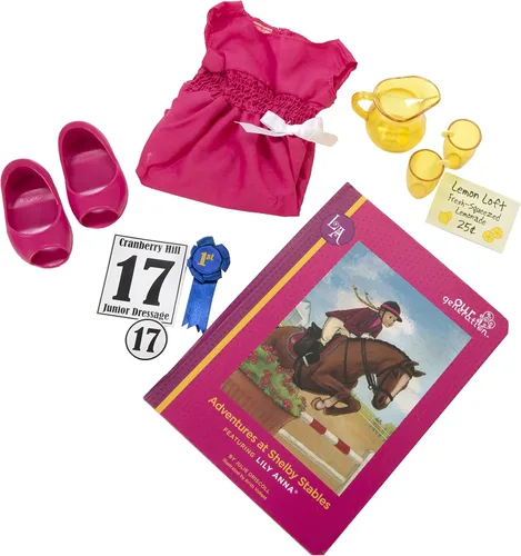 Vista 5 de Muñeca Our Generation de Battat - Lily Anna de 18 pulgadas, Deluxe, con caballo para montar, jinete ecuestre, articulable, con libro y accesorios