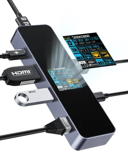 Vista 8 de DOCKCASE Explorer Edition Visual Smart USB C Hub (6 en 1) con puerto HDMI 4K a 60 Hz, Gigabit Ethernet, USB-C y 2 puertos de datos USB-A de 5 Gbps