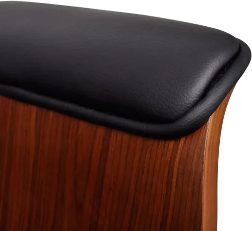 Vista 4 de vidaXL Silla de oficina de cuero sintético negro y marrón, madera curvada, hierro cromado