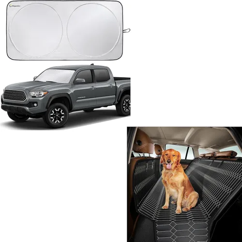 Magnelex Parasol para parabrisas de automóvil (mediano) y funda de asiento de coche para perro (grande)