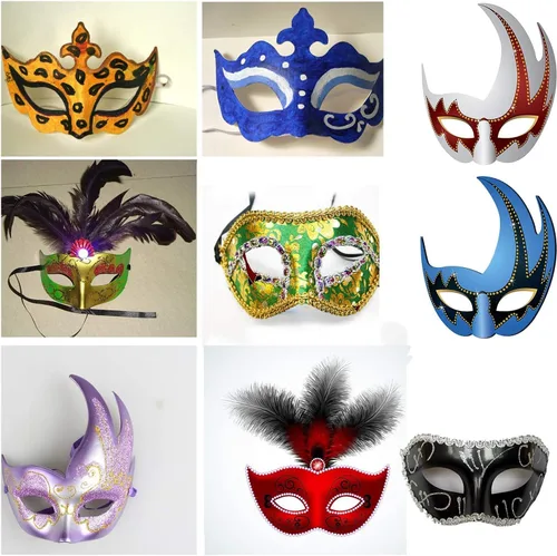 Vista 2 de 14 PCS DIY White Masks Paper Half Face Masquerade Masks Craft Mardi Gras Mask Paintable Blank Halloween Party Mask