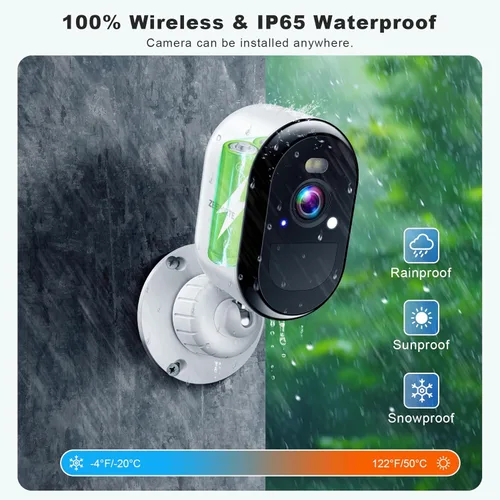 Vista 3 de Cámaras de seguridad 2K inalámbricas para exteriores, WiFi alimentada por batería, cámara interior para seguridad del hogar con detección