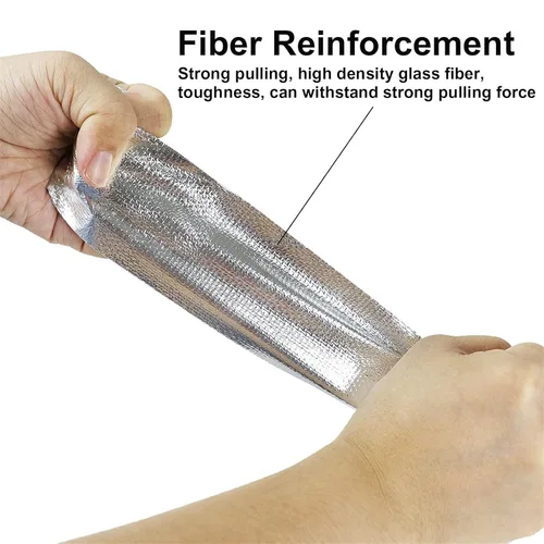 Vista 5 de BOMEI PACK 1 rollo de cinta de aluminio con protección contra el calor, cinta fresca 2 pulgadas x 20.12 m, barrera térmica reflectante