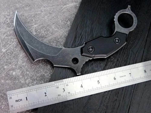 Vista 3 de C1699 Cuchillos de hoja fija Cuchillo de garra de 9.8 pulgadas Hoja D2 de acero y mango G10 Cuchillo de garra con funda Kydex
