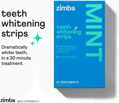 Vista 6 de Zimba Tiras blanqueadoras dentales con sabor a coco Blanqueador dental vegano, seguro para el esmalte, con peróxido de hidrógeno para café, vino