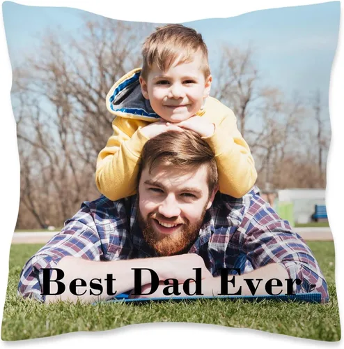 Vista 9 de Almohada de fotos personalizada de 14 x 14 pulgadas, funda de almohada personalizada de doble cara con texto de imagen, funda decorativa suave