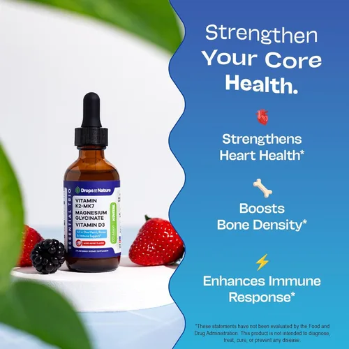 Vista 5 de Drops Of Nature Gotas líquidas de extracto de té verde (piña, 2.0 fl oz) y glicinato de magnesio con gotas de vitamina K2 D3 (baya mixta, 2.0 fl oz)