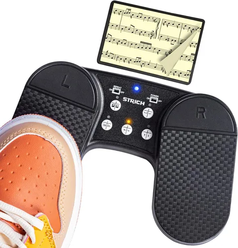 Pedal inalámbrico para pasar páginas para iPad, STRICH - Pedal recargable para pasar páginas de música, pedal silencioso USB para tabletas,