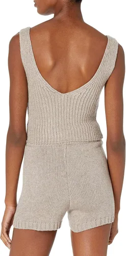 Vista 2 de The Drop Sylvie - Suéter corto con cuello en V y textura acanalada para mujer