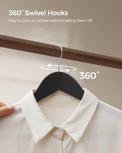 Vista 8 de Songmics - Ganchos 100% madera 20 unidades, ganchos de madera maciza seleccionada con acabado liso