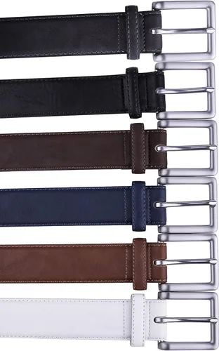 Vista 4 de Fabio Valenti Men's Casual Jean Leather Belt 1 12 Wide 4MM Thick Alloy Prong Buckle Work Dress Belt for Men