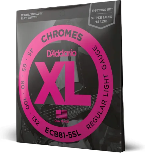 Vista 13 de D'Addario XL Chromes Cuerdas de Guitarra Bajo con Entorchado Plano - ECB81M - Escala Media - Regular Ligero, 45-100