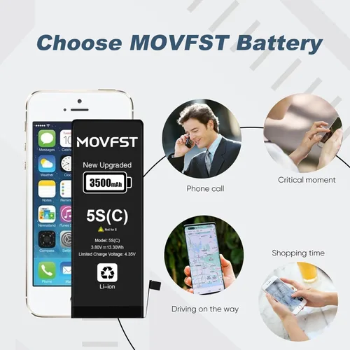 Vista 5 de Batería de repuesto para iPhone 5S/5C, 3500mAh batería de alta capacidad para iPhone 5S/5C Modelo A1453 A1457 A1518 A1528 A1530 A1533 A1456 A1507