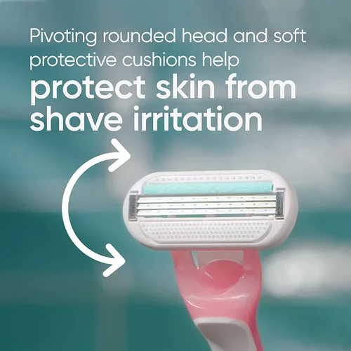 Vista 5 de Gillette Venus Maquinillas de afeitar desechables sensibles para mujeres con piel sensible, 6 unidades, ofrece un afeitado cercano con comodidad
