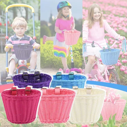 Vista 8 de EIRONA Bike Basket for 12-16 Kids Bicycle, Balance Bike, Tricycle,Scooter with DIY Decal