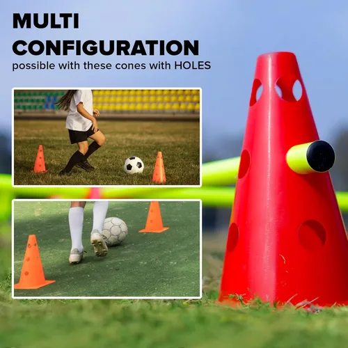 Vista 9 de GSi Hurdle Training Cones Multi Pack Sets Dual Purpose Agility Cones with Holes Ideal for Soccer, Kids, Dog, and Sports Training