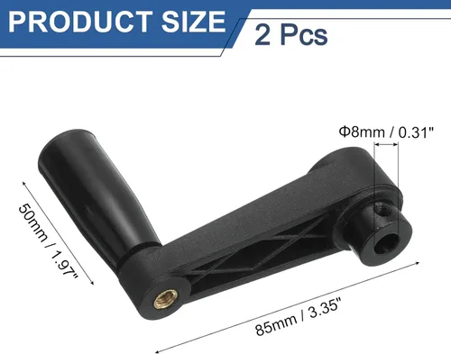 Vista 2 de uxcell 2 piezas de mango giratorio de 0.315 x 3.346 in (diámetro x L), mango de manivela de torno universal de repuesto para máquina de molienda