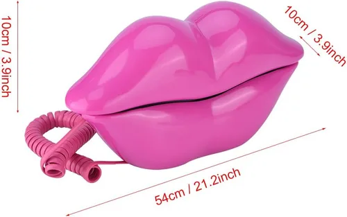 Vista 6 de Teléfono de labios con forma de labios en forma de labio, lindo escritorio brillante con cable para el hogar, hotel, oficina, decoración, regalo