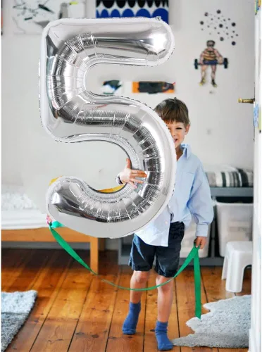 Vista 6 de TONIFUL Globos plateados de 40 pulgadas con números grandes del 0 al 9, número 0 digital 0, globos de helio de papel de aluminio Mylar con números