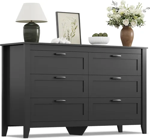 Vista 13 de WLIVE Cómoda negra para dormitorio con 4 cajones, cómoda alta con marco de metal resistente, cómoda de madera para armario, sala de estar, pasillo