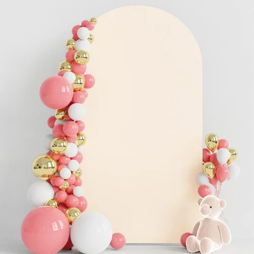 Vista 21 de Wokceer Cubierta de telón de fondo de arco de boda de 5 pies de elastano, ajustada, color blanco, cubierta de arco de boda con parte superior