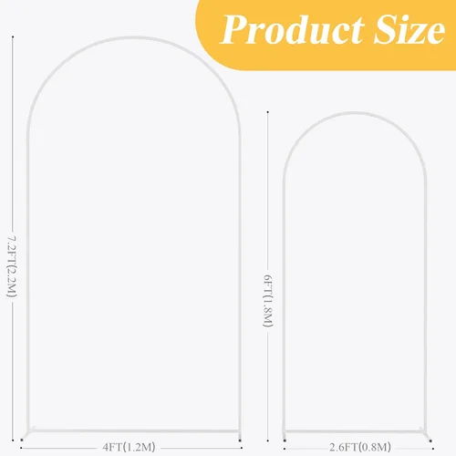 Vista 3 de Soporte de arco de metal para telón de fondo Putros Blanco Soporte de telón de fondo para bodas Set de 2 (2.2 m, 1.8 m) Marco de arco cuadrado
