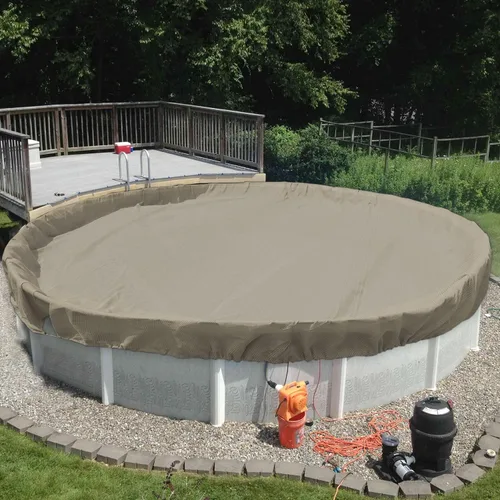 Vista 19 de TANG Cubiertas redondas de 10 pies para piscina de 6 pies para tanque redondo sobre el suelo, cubiertas de piscina de hojas de invierno