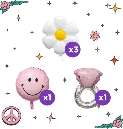 Vista 5 de Decoraciones de despedida de soltera aturdida y comprometida, decoraciones para despedida de soltera retro I Incluye globo aturdido y comprometido