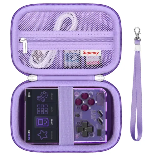 Vista 9 de Supmay Carrying Case for Miyoo Mini Plus OnionOS Handheld Game Console, Retro Gaming Console Storage Holder Travel Bag with Mesh Pocket for USB-C