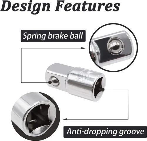 Vista 5 de Utoolmart Adaptador de enchufe de impacto de 1/2 pulgada (F) x 3/8 pulgadas (M) para llaves de trinquete, convertidor Cr-V para reductor de manga