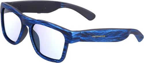 Vista 9 de OhO Gafas inteligentes, gafas de sol polarizadas con altavoz Bluetooth, protección UV para atletismo/exteriores y control de voz, unisex (lente gris)