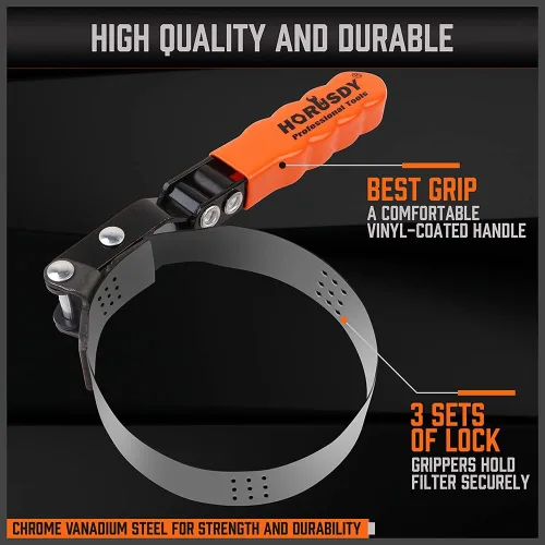 Vista 5 de HORUSDY Llave de filtro de aceite giratoria estándar de 5 piezas, herramienta de extracción de filtro de aceite de automóvil ajustable de 2-3/4 a